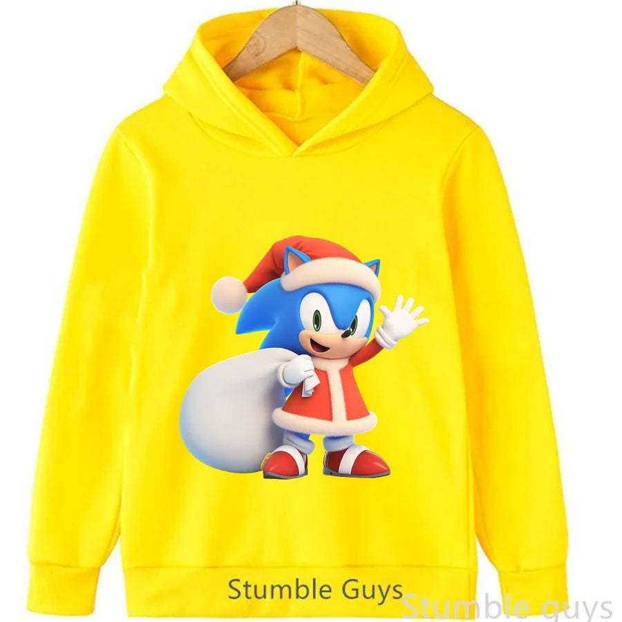 Anime Sonic Kids Hoodie Trucksuit Autumn Boys Girls Cartoon Clothes Christmas Gift Cool Match Sneakers Sweatshirt