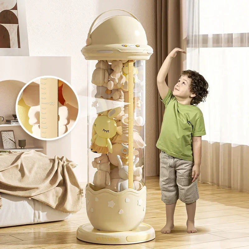 Astronaut Doll Storage Box Children's Plush Toys Storage Boxes Transparent Plastic Stuffed Home Storages Organization Zipper Bin