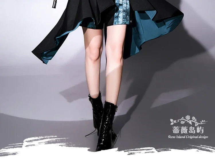 Original Dark Goth Prince Clothing Set New Spring Summer Women's Cool Black Shirt Irregular Vest Shorts 3 Piece Suit Outfits