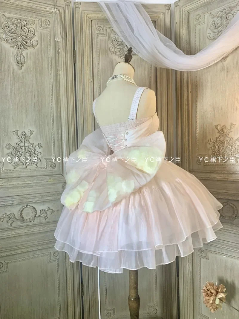 Japanese Lolita Y2k Princess Tutu Vestidos Trailing Big Bow High-end Light Luxury Birthday Dress Slim Fit Wedding Dresses Female