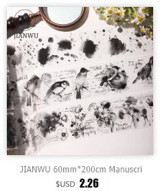 JIANWU 50mm*200cm Punk Circuit Series Vintage Laser Material Collage Landscaping PET Tape Creative DIY Journal Stationery