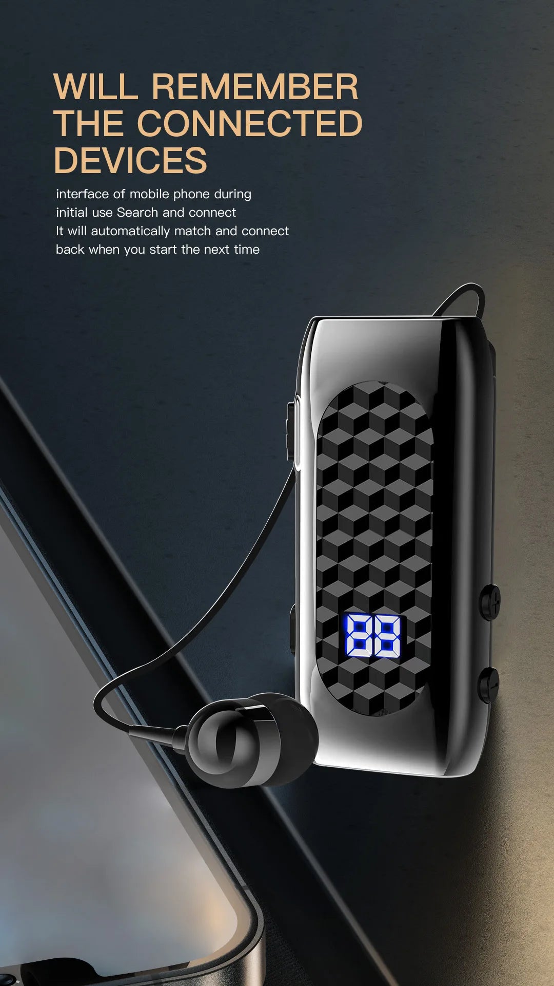 Bluetooth V5.2 Wireless Earbuds Clip On Earphone Business Headphone In-Ear Vibrating Alert