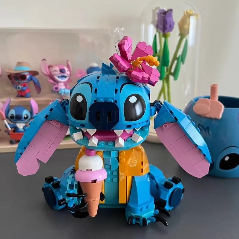 Christmas Stitch Angel CP Building Blocks 2025-Large Piece Cartoon Toys Moving Ears Kids Assembly Birthday Gift for Boys Girls