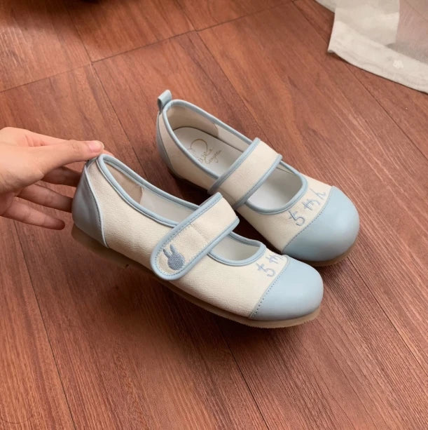 Flat-bottomed Kawaii Leather Shoes Original Design Girls Cute Mary Jane Round Head Shoes Spring and Autumn Lolita Flat Shoes