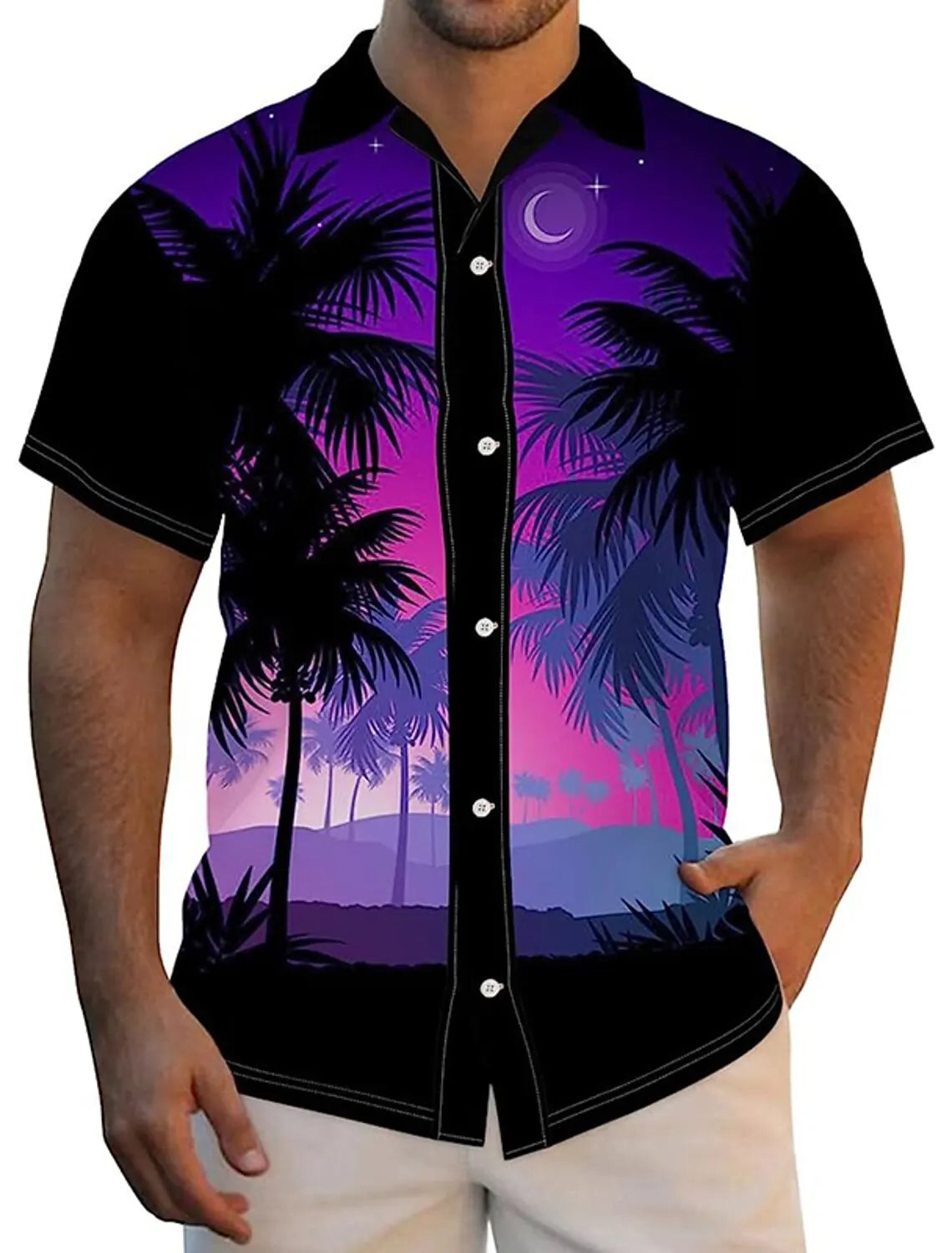 Men's Shirt Summer Hawaiian Shirt Graphic Prints Palm Tree Turndown Outdoor Street Short Sleeves Button-Down Print Clothing