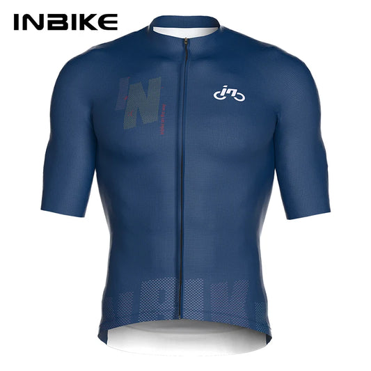 INBIKE Summer Men's Cycling Short Sleeve Bicycle Jersey Quick-Dry Road Bike Riding Shirt Man MTB Cycling Clothing with Pockets