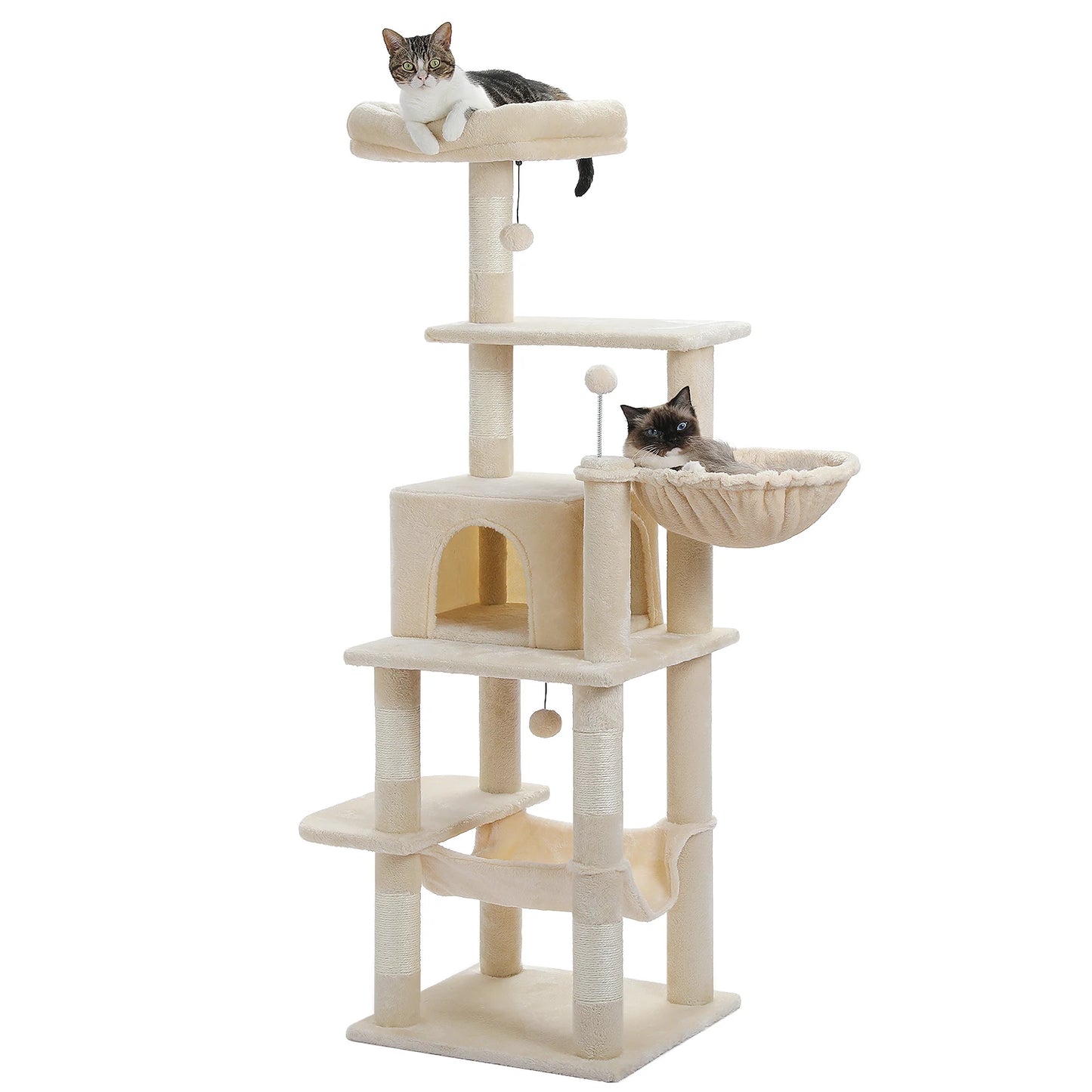 Pet Cat Tree House Condo Perch Entertainment Playground Stable Furniture for Kitten Multi-Level Tower for Large Cat Cozy Hommock