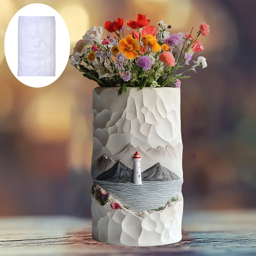 Windmill Town Succulent Plant Pot Silicone Mold  Windmill Town House Relief  Flower Pot Resin Mold Dream house storage box molds