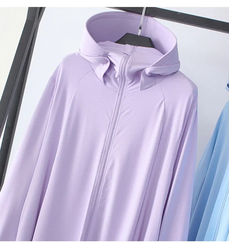 Sunscreen Sun Protection Long Coat Hooded Washable Ruffles Adjustable Waist Beach Anti-UV Dress For Women UPF50+ Long Coat 5XL