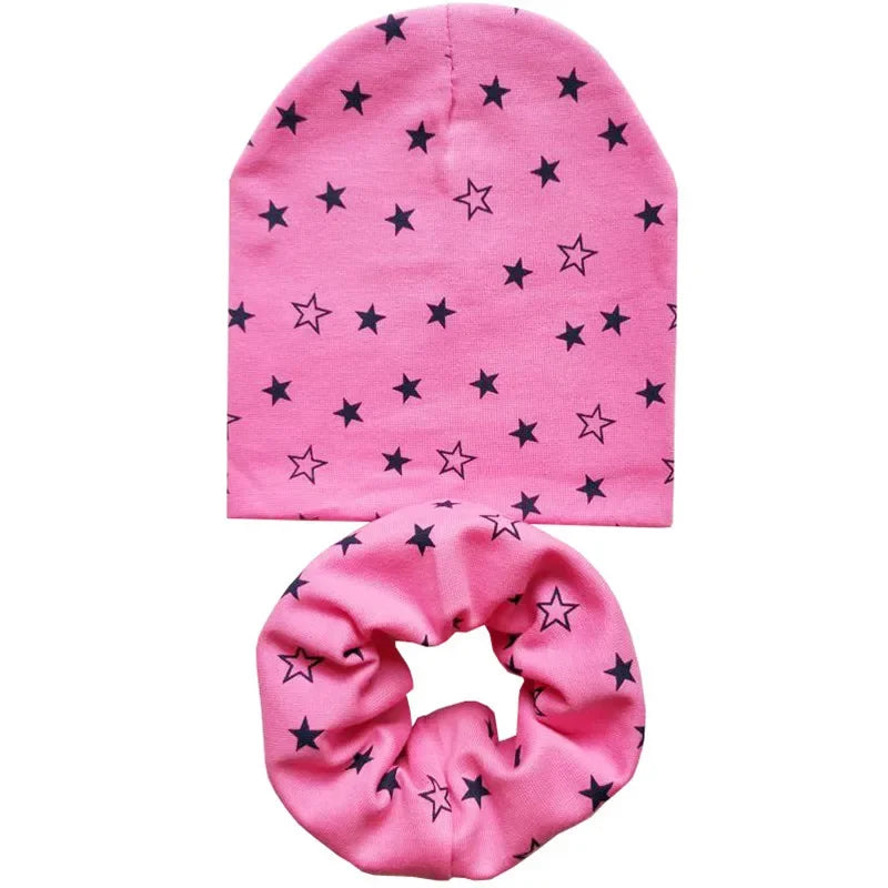 Star Print Cotton Baby Hat Autumn Winter Baby Girls Hat Boys Cap Toddlers Infant Cap Scarf Children Bonnet Hats