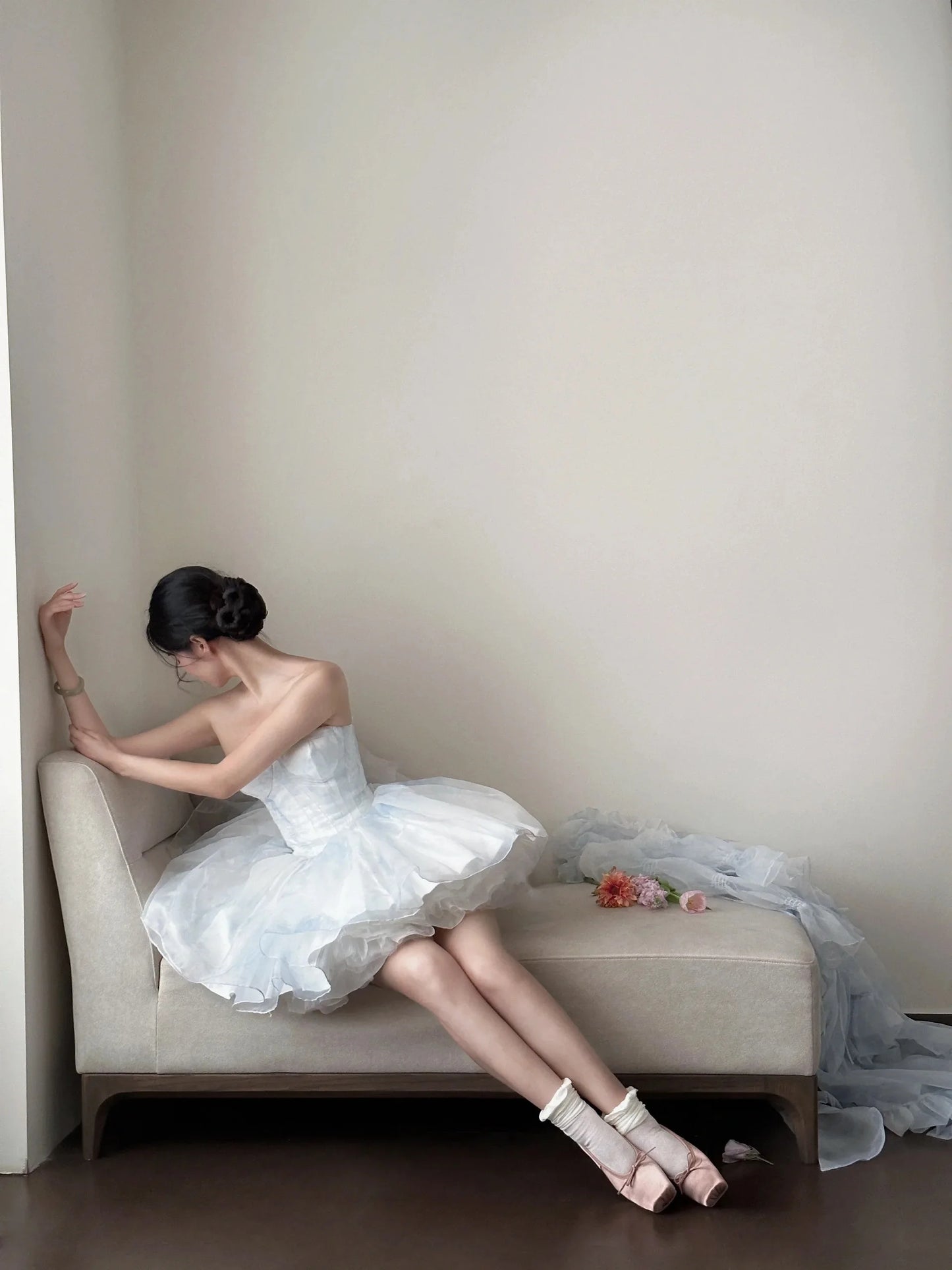 French Style Flower Wedding Dress Lolita Sweet Girl Women Fairy Tube Top Sling Dress with Long Cardigan Birthday Princess Dress