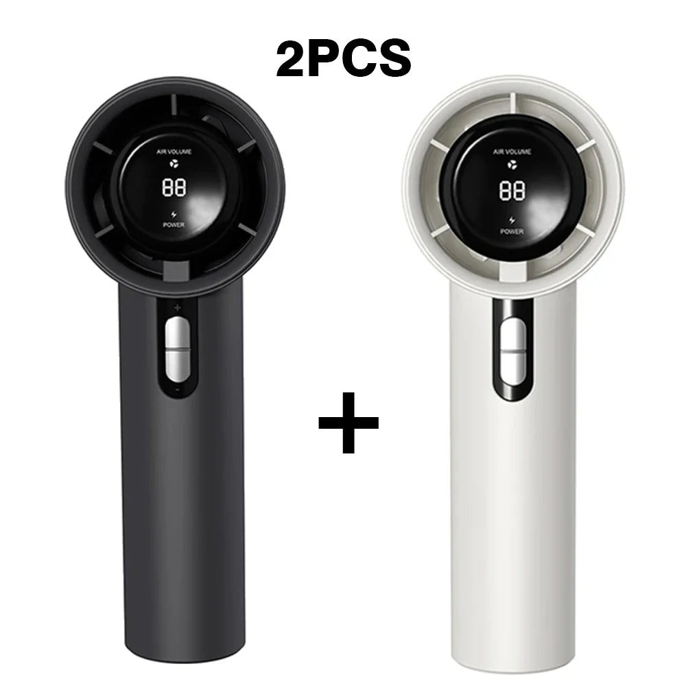 2pcs USB Rechargeable Handheld Fan - 100-Speed Turbo Cooling with LED, Portable Mini Fan for Outdoor, Camping & Office