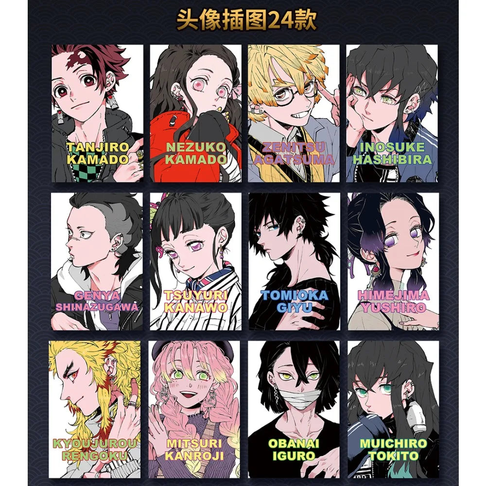 Demon Slayer Collection Card Black and White Tone Creative Line Draft Color Paper Card Encouraging Child's Christmas Gift Toys