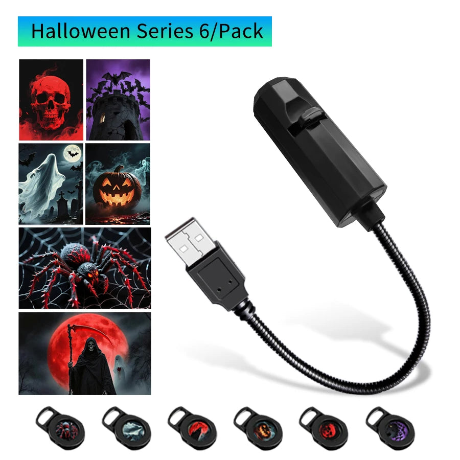 USB Led Night Light Moon Lamp Halloween Christmas Decoration Holiday Ornaments for Bedroom Ceiling Wall Projector Party Lighting