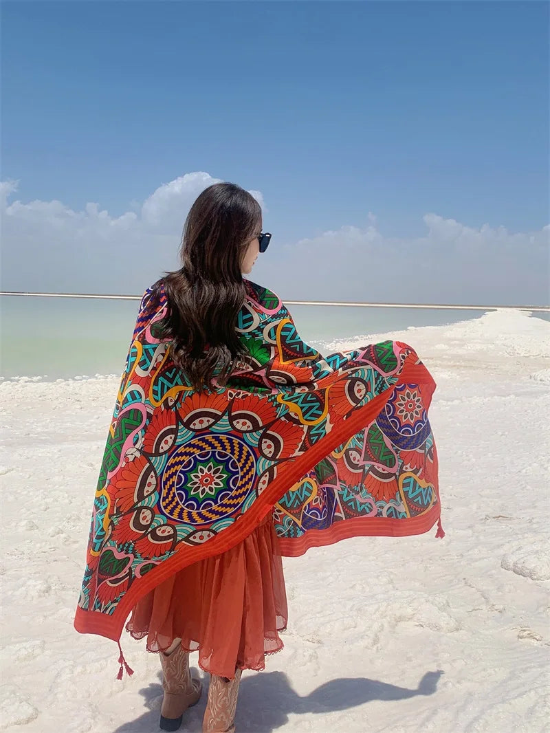 Travel Beach Sunscreen Scarves for Women Bikini Large Sarong Wrap Scarf Brazilian Swimsuit Bathing Cover-ups 17 Styles 90x180cm