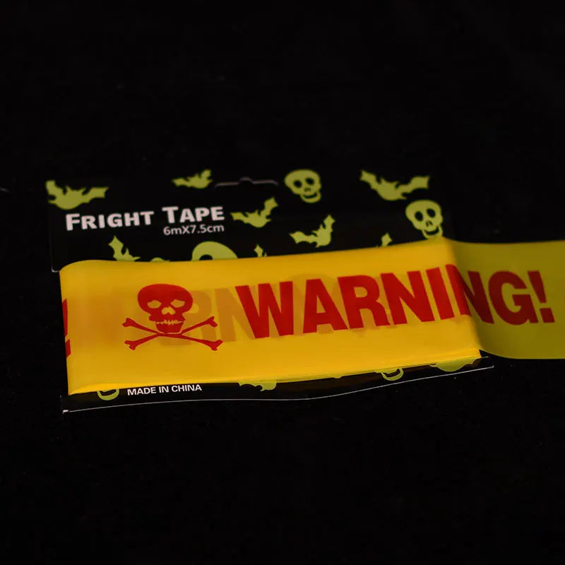Halloween Yellow Isolation Warning Tape with Bold Danger Signs Durable Plastic Material for Yard Haunted House Party Decoration