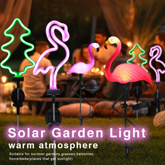 Solar Flamingo Light Waterproof Solar Garden Lights Outdoor Decor Pink Flamingo Christmas Gift for Yard Lawn Walkway Pathway