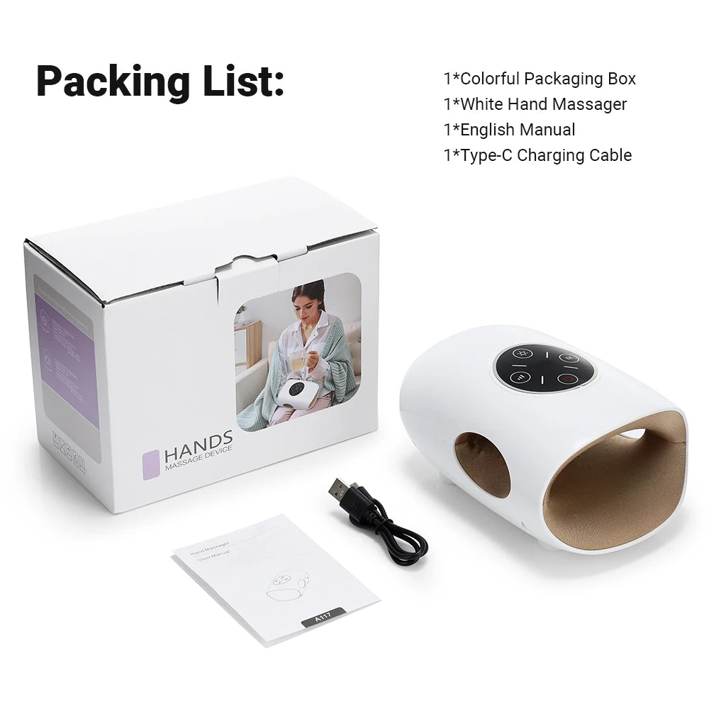 Electric Hand Massager with Air Compression Heat Cordless Palm Finger Massage Machine for Arthritis Finger Numbness Pain Relieve