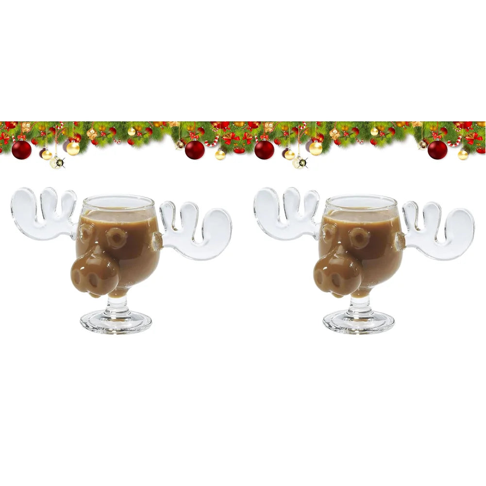 240ml 8oz Elk Wine Glass Cocktail Juice Cup Reindeer Mug Wine Beer Water Milk Whiskey Glasses Drinkware Shot Cups Christmas Gift
