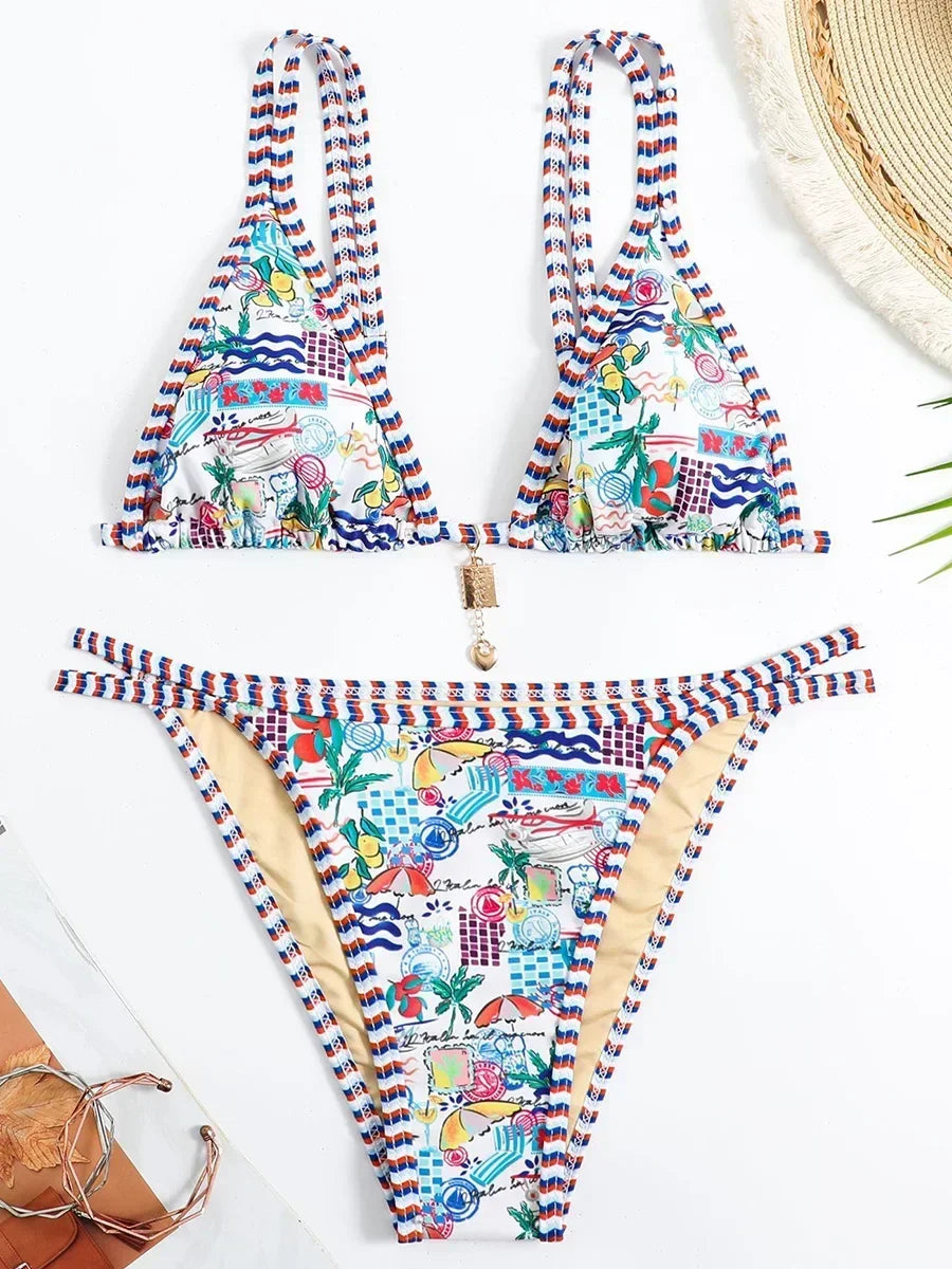 Printed Micro Bikinis 2025 Brazilian Bikini Women Swimwear Female Swimsuit Two-pieces Bikini Set Bathing Suit Swim Beach Wear
