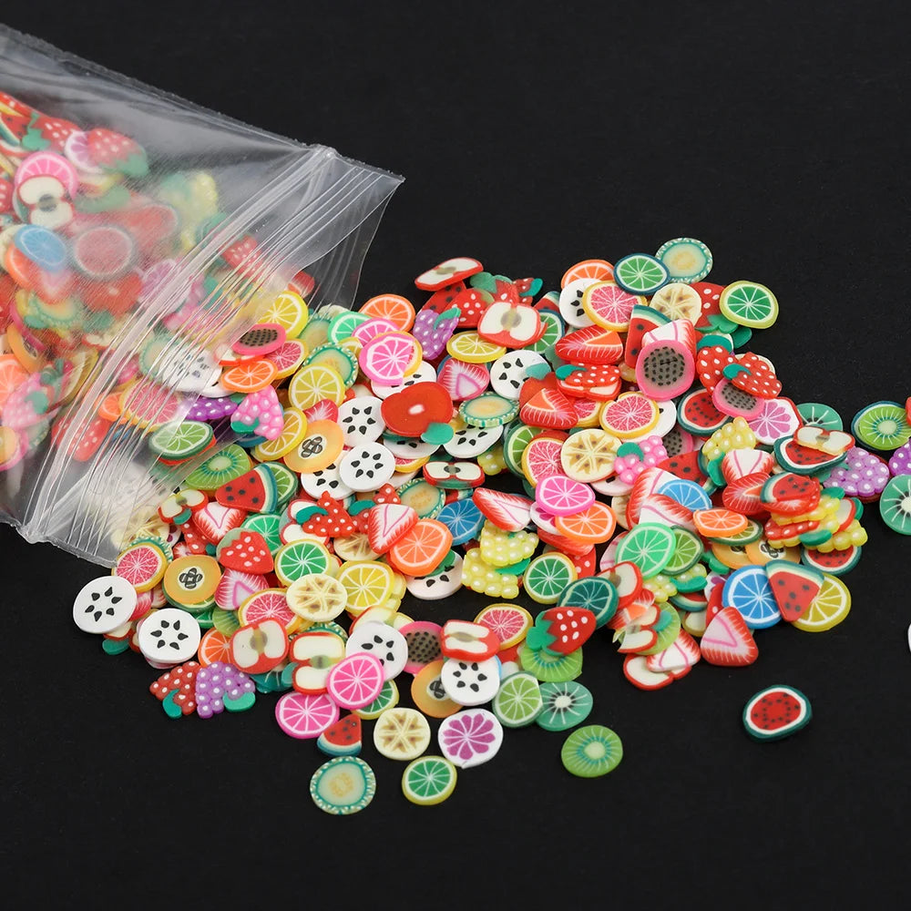 1000pcs 2000pcs Mix Fruit Soft Clay Slime Animal Flower Slice Resin Filler for Nail Art Epoxy Mold DIY Craft Making Wholesale