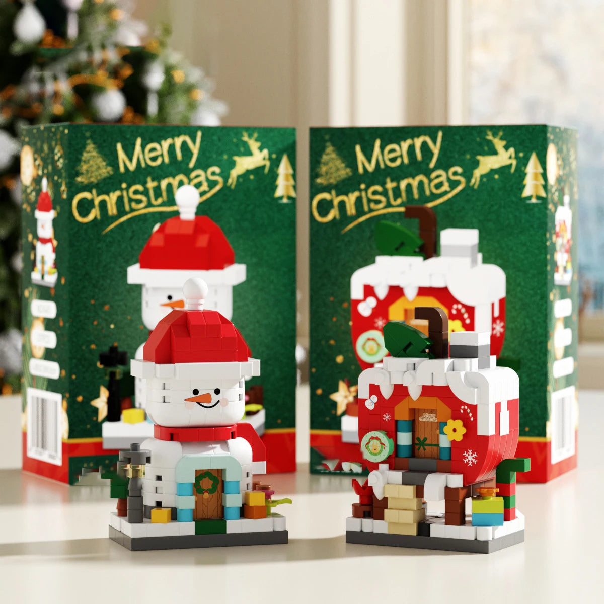 christmas train santa claus moc building blocks toys construction set for girls christmas tree decorations micro building blocks