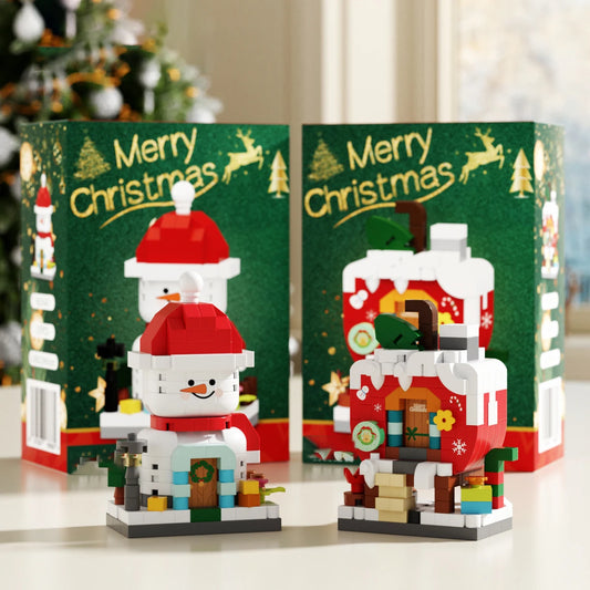 christmas train santa claus moc building blocks toys construction set for girls christmas tree decorations micro building blocks