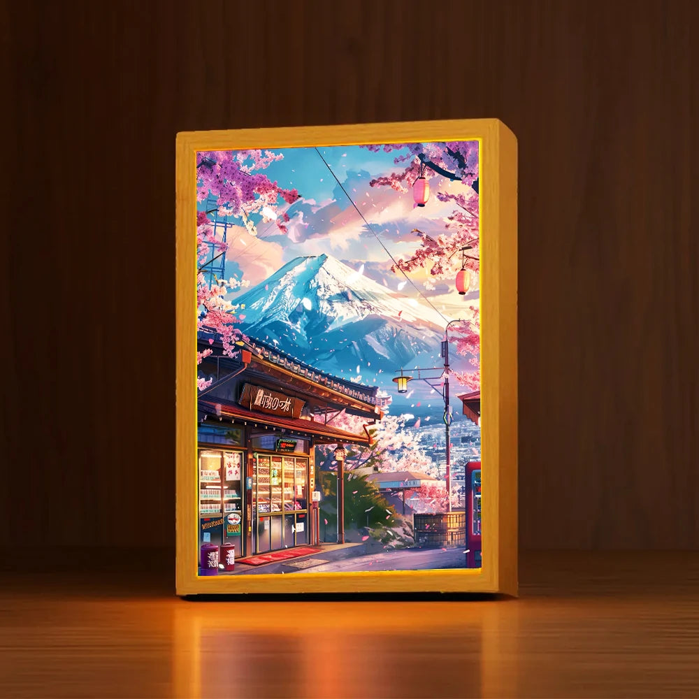 Beautiful city, Japan, Mount Fuji light picture frame, Led night light, wall light, home decoration, Christmas gift, moon light