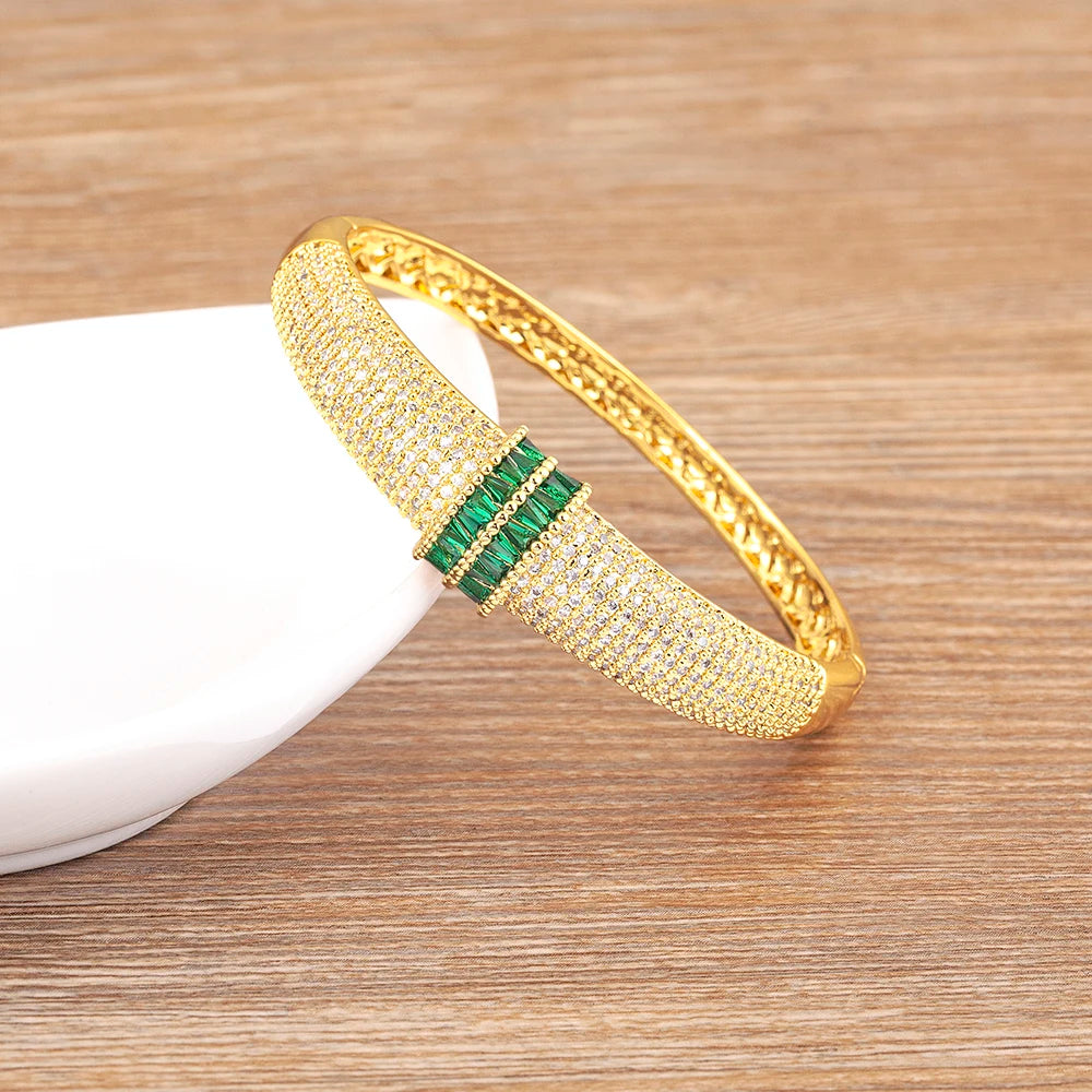 Nidin High Quality Pave Shiny Zircon Charm Bracelets 6 Colors For Women Wedding Party Adjustable Bangles Luxury Jewelry Gifts