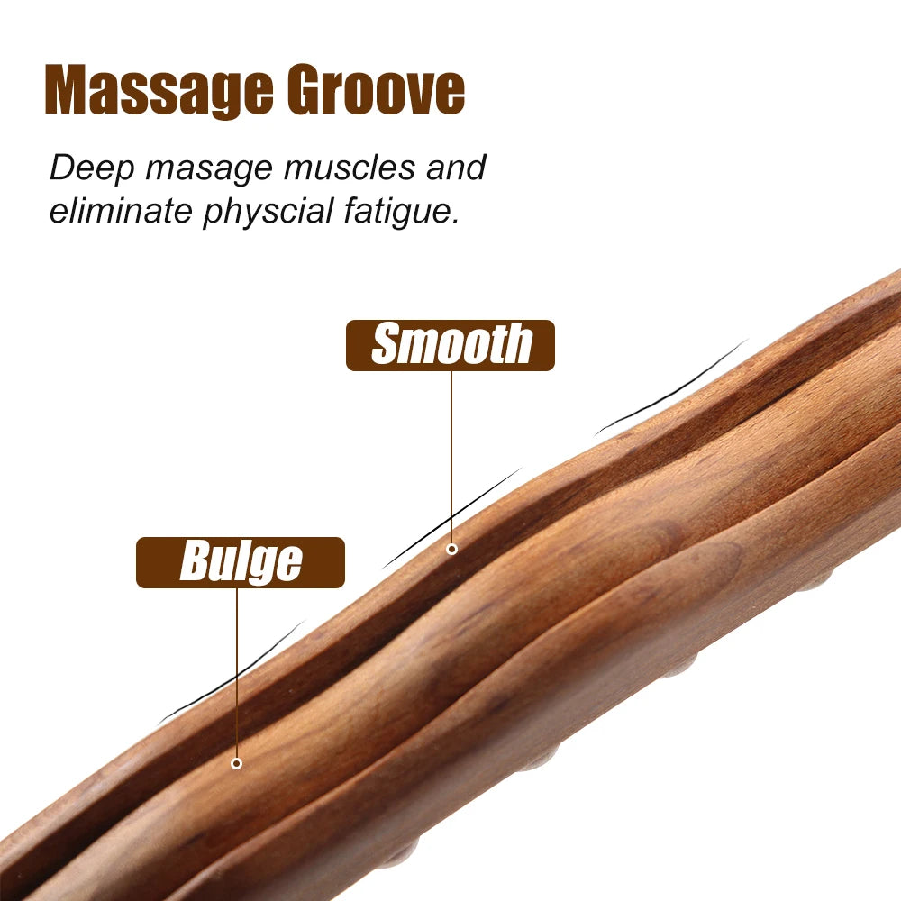 Guasha Wood Stick Tool Wood Therapy Massage Tool for Body Shaping,31 Beads Back Massage Roller Stick,Lymphatic Drainage Massager