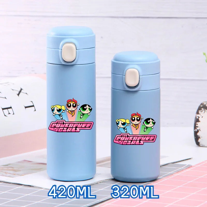 320ml/420ml The Powerpuff Girls Portable Large Capacity Sport Water Bottle Children Drinking Cup Thermal Stainless Steel