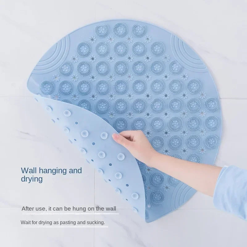 Bathroom Mat Anti-slip Sucker Round PVC Bath Mat with Drain Hole Silicone Bathing Rugs Foot Massage Pad Bathtub Soft Shower Mat