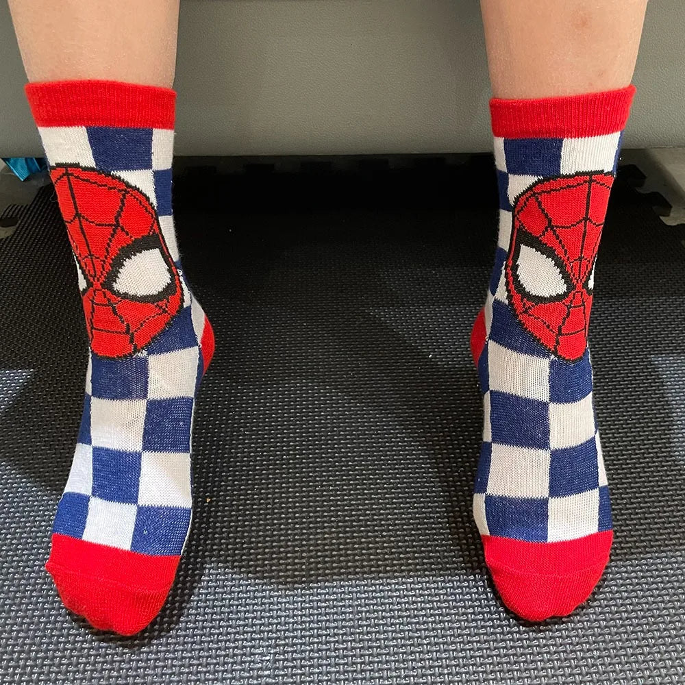 5 Pairs Spiderman Children's Socks Kawaii Soft Marvel Kids Boys Socks MiddleTube Cartoon Baby Socks Christmas Gift 2-9 Years Old