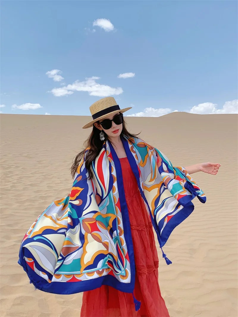 Travel Beach Sunscreen Scarves for Women Bikini Large Sarong Wrap Scarf Brazilian Swimsuit Bathing Cover-ups 17 Styles 90x180cm
