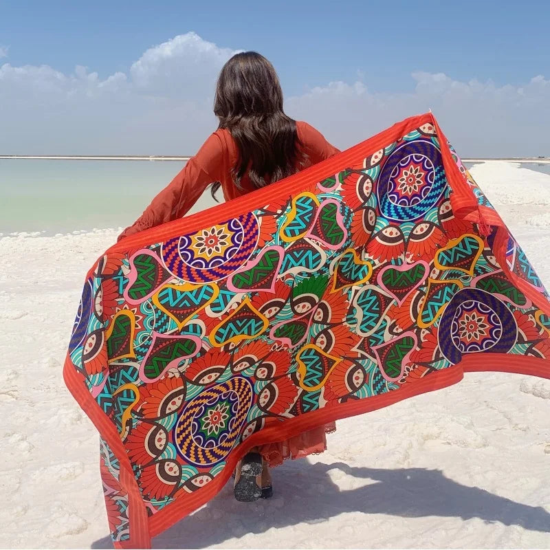 Travel Beach Sunscreen Scarves for Women Bikini Large Sarong Wrap Scarf Brazilian Swimsuit Bathing Cover-ups 17 Styles 90x180cm