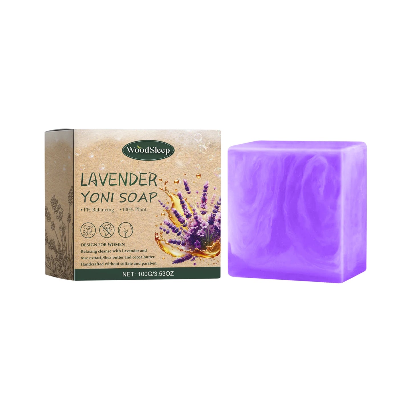 Lavender Yoni Soap Relieves Eliminate Unpleasant Odors Cleansing Moisturizing Oil Control 100g Lavender Flavored Body Care Soap