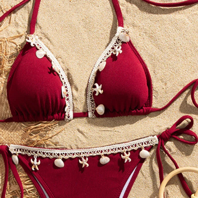 Wine Red Sexy Bikinis Female Swimsuits Women's Swimwear Push Up Swim Wear Bathing Suits Brazilian Bikini Set Beach Pool Bather