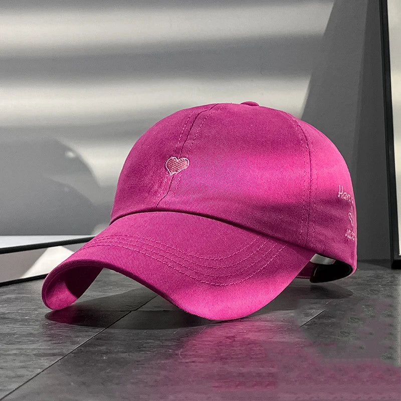 Y2K Sweet Bright Pink Rose Red Women Summer Hat Sun Cap Adjustable High Ponytail Baseball Caps Sun Protection Visor Hat Golf Cap