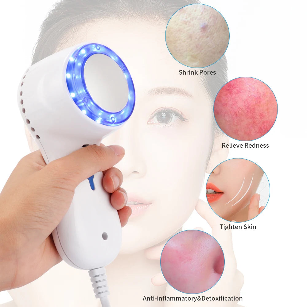 Cryotherapy Skin Cooling Machine Cold Compress Blue Photon Skincooler Facial Calming Care Ice Cooler Reduce Swelling Shrink Pore