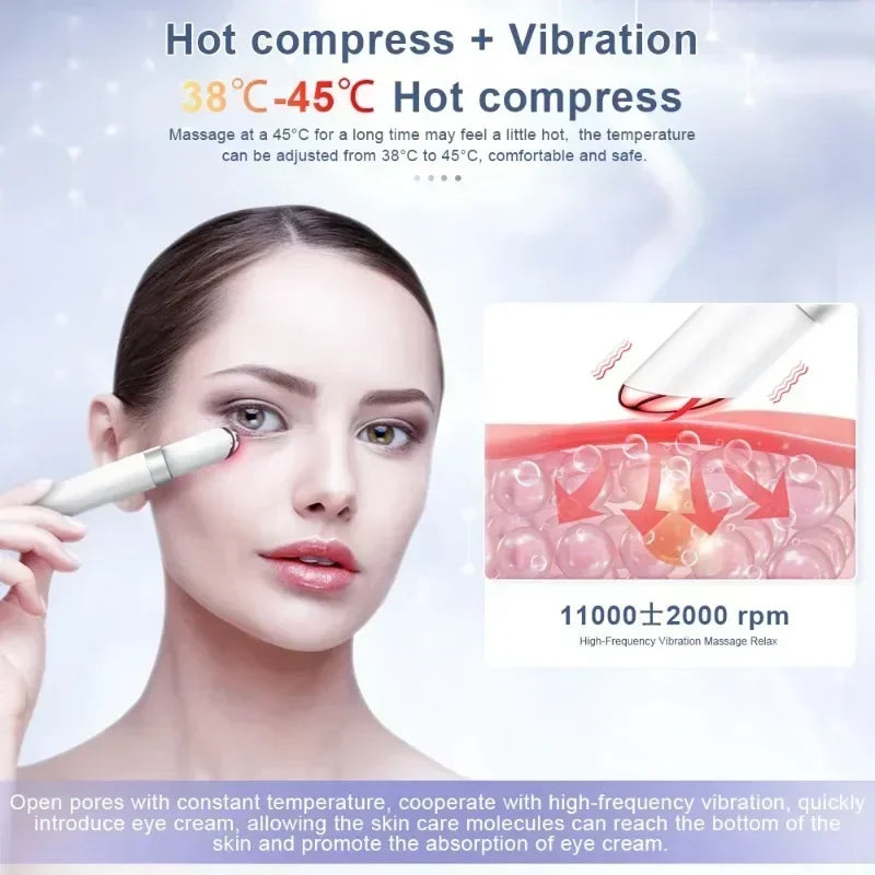 Electric Eye Massager EMS Microcurrent Skin Lifting Reduce Eye Wrinkles Remove Dark Circles Hot Vibration Beauty SkinCare Device
