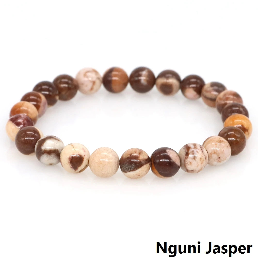 Women Men Bracelet Natural Rainforest Jasper Crystal Round Beads Wrist Chain Chakra Healing Energy Stretch Charm Strand Jewelry