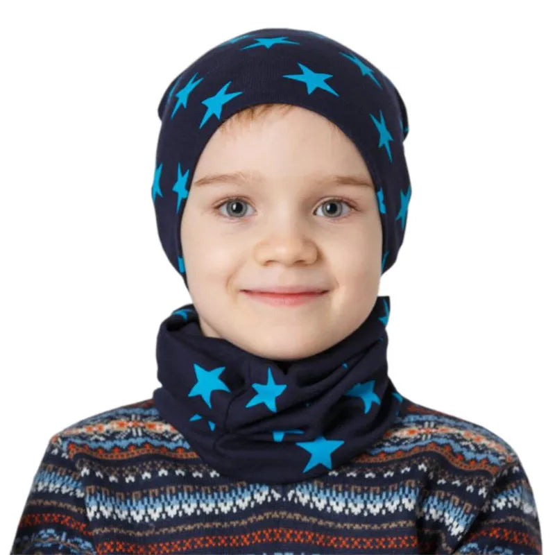 Star Print Cotton Baby Hat Autumn Winter Baby Girls Hat Boys Cap Toddlers Infant Cap Scarf Children Bonnet Hats