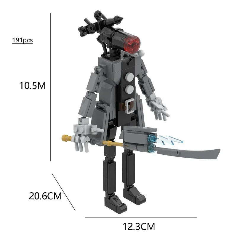 New Skibidi Toilet Titan Guitor Speaker Man Building Blocks Set With Battle-axe Creative DIY Bricks Toys For Boys Christmas Gift