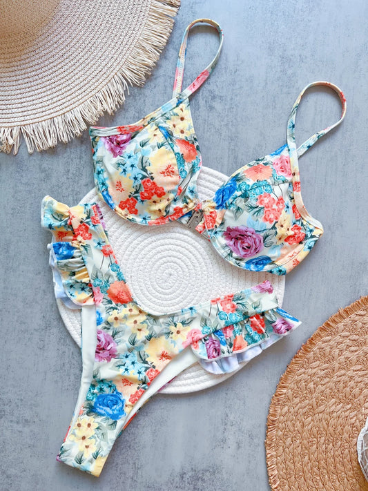 Flowers Printed Brazilian Underwired Bikini Female Swimsuit Women Swimwear Two-pieces Bikini set Bather Bathing Suit Swim