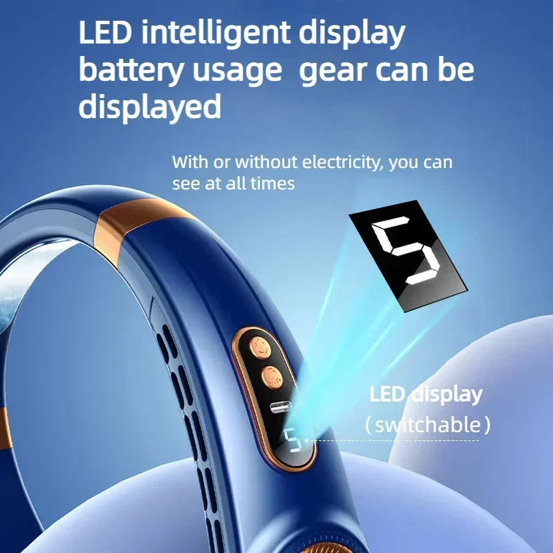 Portable Neck Fan Personal 4000mah Bladeless Cooling Neck Fan Blow Cold Air Neck Cooler Wearable Fan Around Your Neck Adjustable