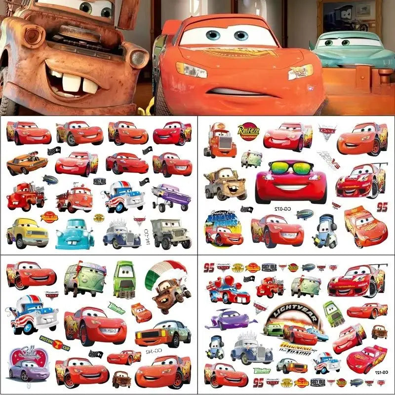 Pixar Cars Tattoo Stickers Waterproof Cute Sticker Anime Birthday Party Supplies Decoration for Kids Reward Toy Christmas Gift
