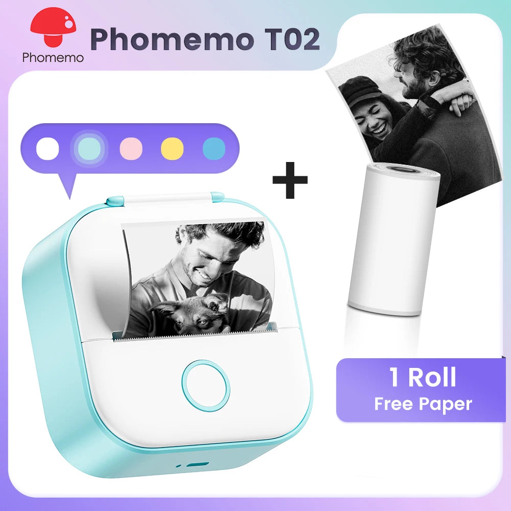 Phomemo T02 Pocket Printer Mini Portable Label Maker Self-adhesive Sticker mini impresora portatil impresora etiqueta adhesivas