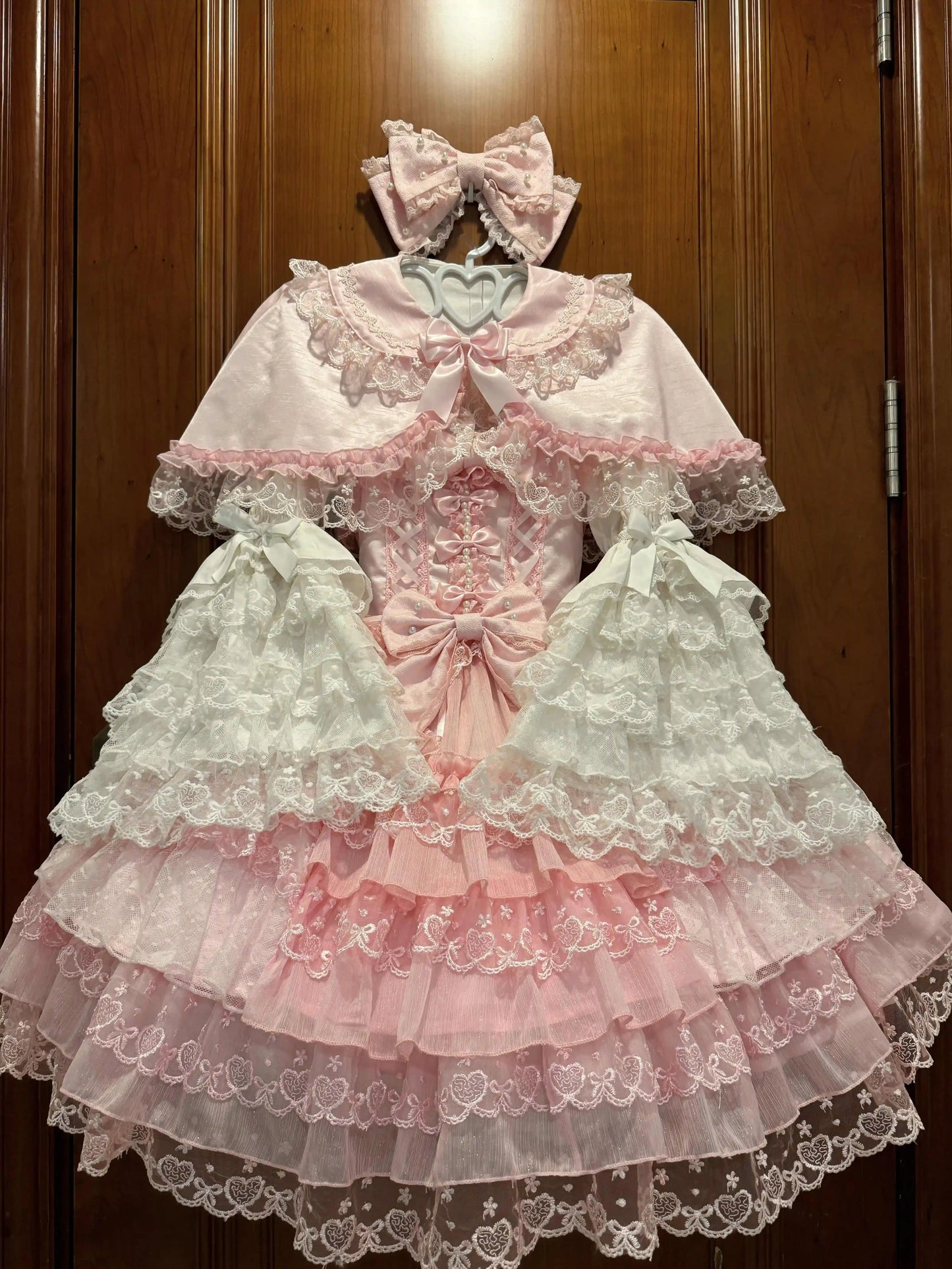 Original Design Lolita Jsk Suspender Dress Sweet Girl Women's Long Sleeve Inner Shirt Cute Princess Sling Cake Dress with Cape