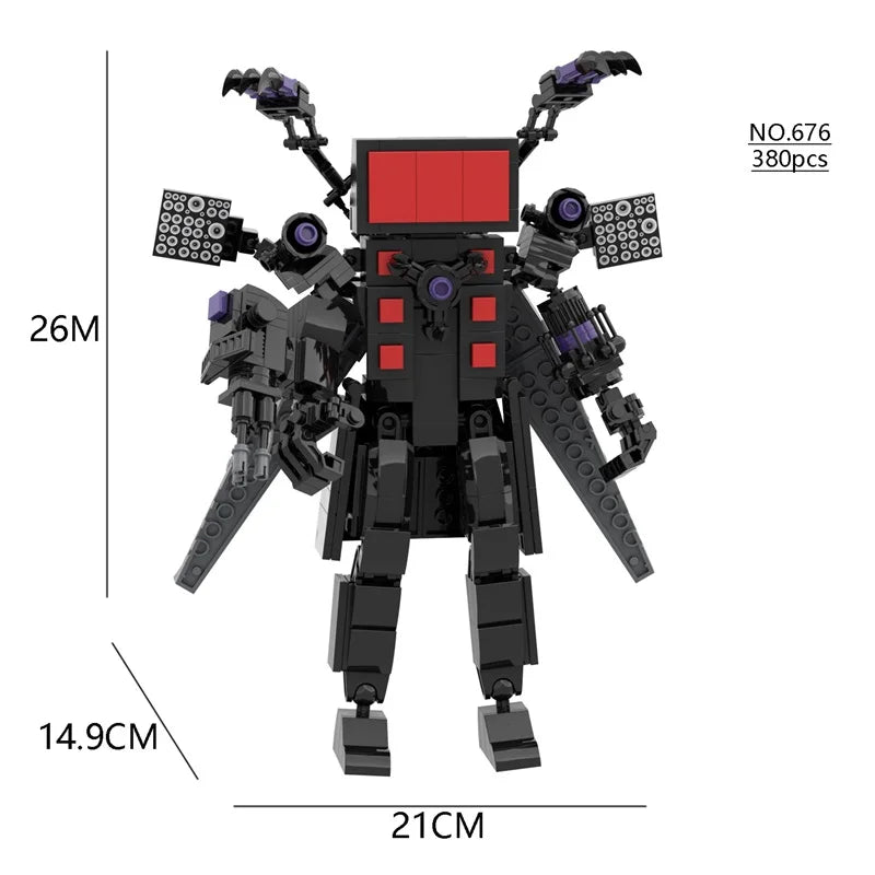 New Skibidi Toilet Titan Guitor Speaker Man Building Blocks Set With Battle-axe Creative DIY Bricks Toys For Boys Christmas Gift