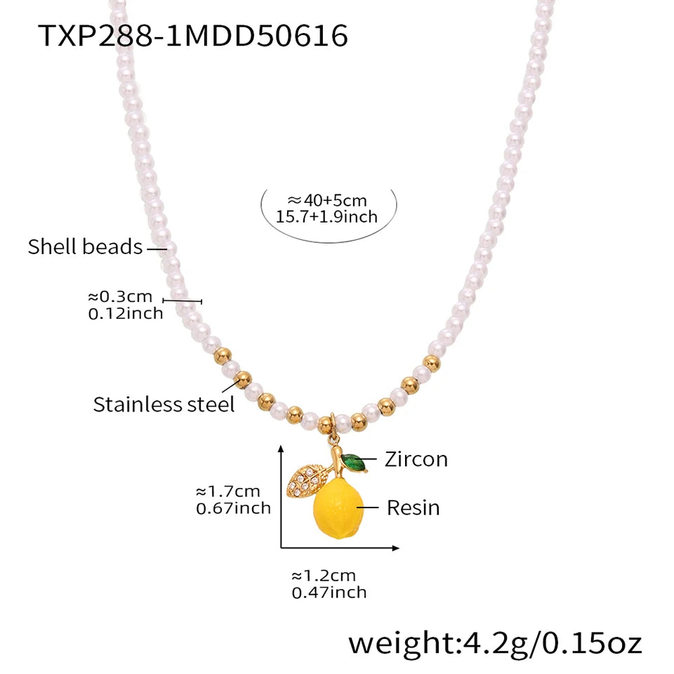 Shell Beads Bracelet With Multi Lemon Charms For Women Handmade Beaded Bracelets Matching Earrings Necklace Cute Jewelry Sets